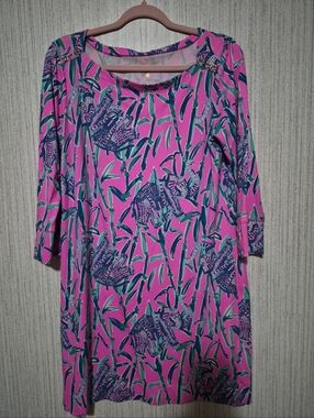 Lilly Pulitzer Size Large Sophie Dress Mandevilla Pink Extra Lucky Elephants